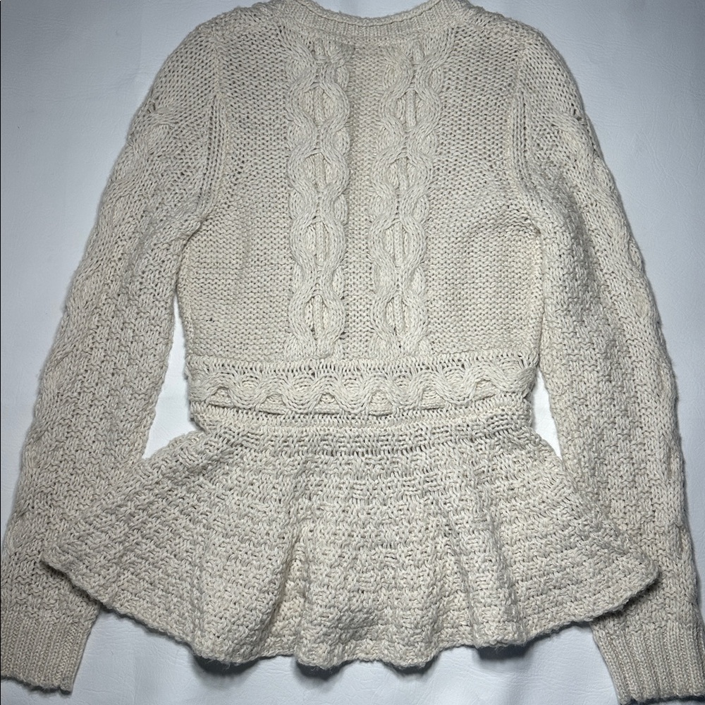 Anthropologie Sparrow Stitchy Peplum button cardigan tie waist wool blend M - Picture 8 of 11